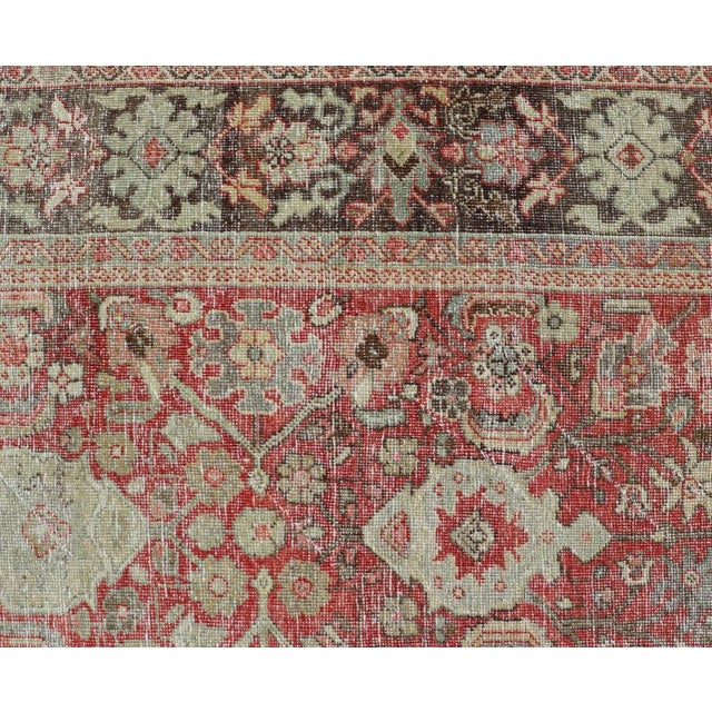 Early 20th Century Antique Persian Colorful Mahal Rug With All Over Floral Design on a Red Field For Sale In Atlanta - Image 6 of 13