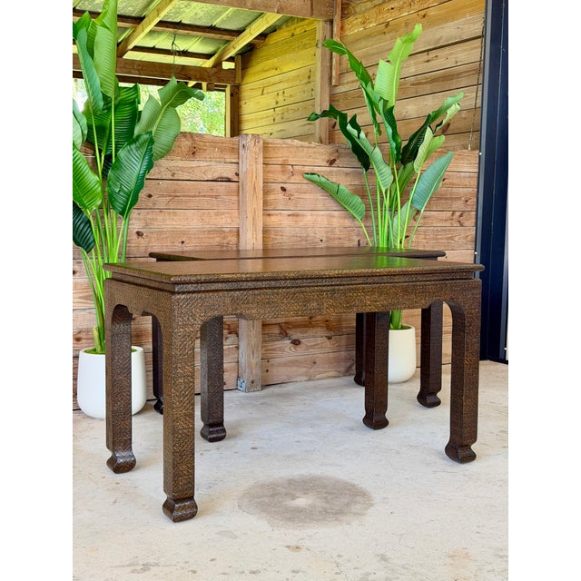 Harrison Van Horn Vintage Lacquered Raffia Ming Style Console Table For Sale - Image 11 of 12
