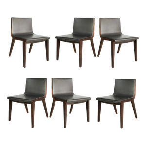 Antonio Citterio "Acanto" Leather Wenge Dining Chairs- Set of 6