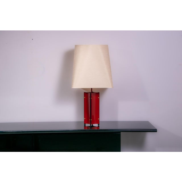Sculptural Red Metal Table Lamp with D-Lamp Shade, 1980s For Sale - Image 9 of 9