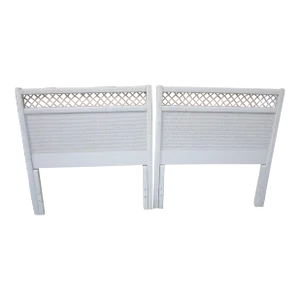 1980s White Wicker Rattan Twin Headboard Set of Two by Henry Link