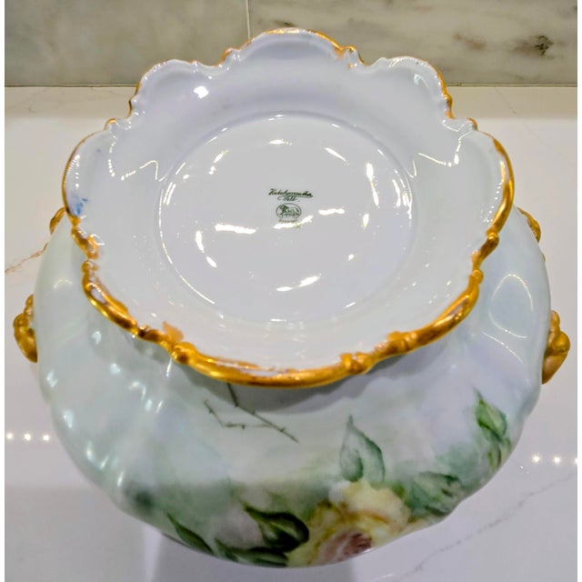 Mid 20th Century Hutschenreuther Bavaria “Sylvia” Hand-Painted Rose Porcelain Tureen 3-Piece Set For Sale - Image 13 of 18