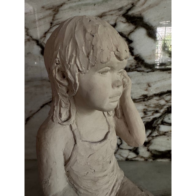 Beautiful and sweet vintage 1985 hand made plaster figurine of a girl with seashells in the beach by Dee Crowley. Signed...