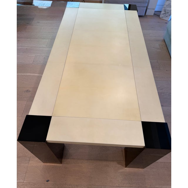 Armani Casa Goatskin Parchment and Black Lacquer Dining Table For Sale In Los Angeles - Image 6 of 11