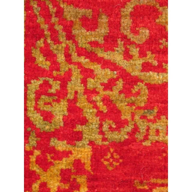 Antique Turkish Ottoman Rug With Floral Medallion in Red, Green and Gold For Sale - Image 4 of 5