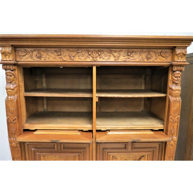 Mid 20th Century French Bruegel Style Carved 4 Door Cabinet or Entertainment Center For Sale - Image 5 of 13