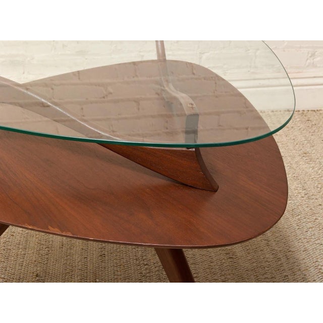 Brown Mid 20th Century Two Tier Coffee Table Styled After Vladimir Kagan For Sale - Image 8 of 11
