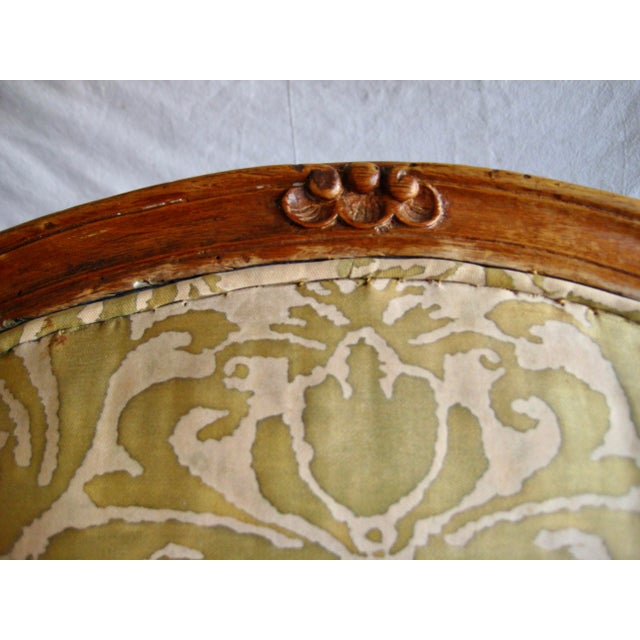 Fortuny Corone Textile on Set of 4 French Louis XV Chairs 18 Century For Sale - Image 9 of 12