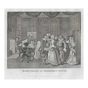 Antique William Hogarth Masquerade at Somerset House Engraving