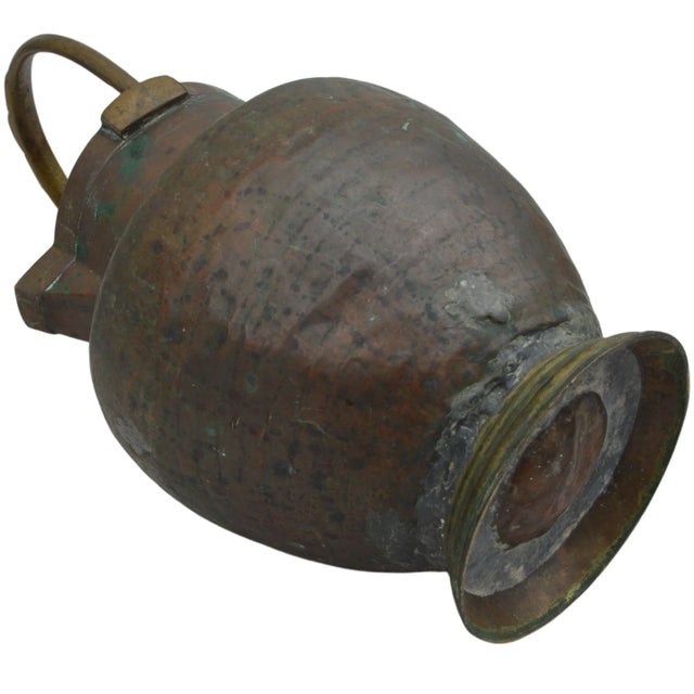 Antique Large Moroccan Brass Berber Vessel With Spouts & Handle For Sale In New York - Image 6 of 8