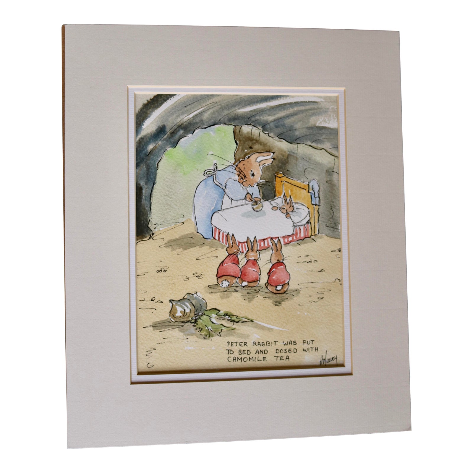 Late 20th Century Peter Rabbit Scene Original Watercolor by Anne Murray ...
