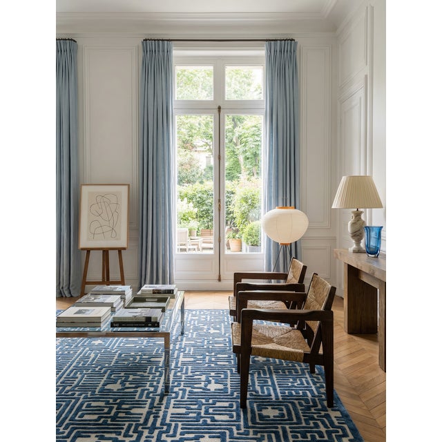 Theseus Hand-Tufted Maze Rug, Blueberry Blue, 4x6 For Sale - Image 4 of 4