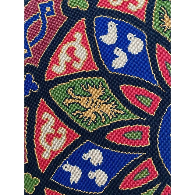 Antique French Needlepoint Round Tapestry, 1890s For Sale - Image 10 of 16