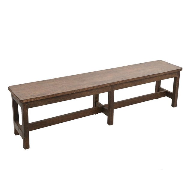 Vintage Large Wooden Bench For Sale - Image 4 of 4