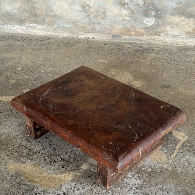 Small Side Stool in Thick Brown Upcycled Teak, 1990s For Sale - Image 11 of 11