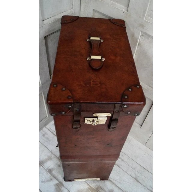 Metal Antique Elgin Leather Works Travel Wardrobe For Sale - Image 7 of 18