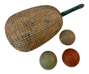 Vintage 1980s Wood Carved Jackfuit/Durian and Round Fruits - 4 Pieces