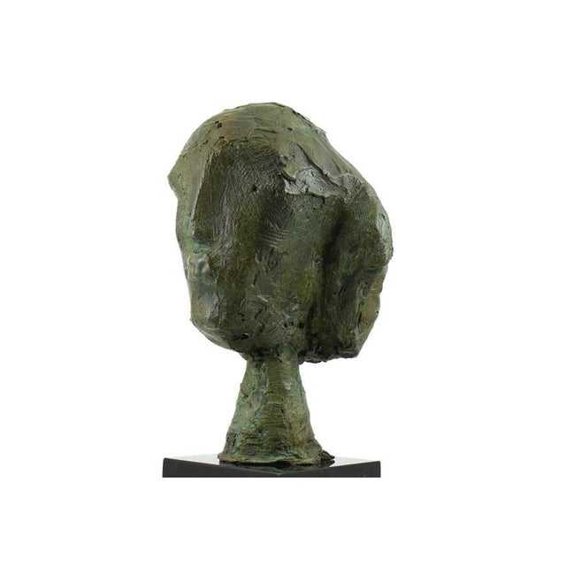 Abstract Head Sculpture, 20th Century, Green-Patinated Bronze For Sale - Image 9 of 10