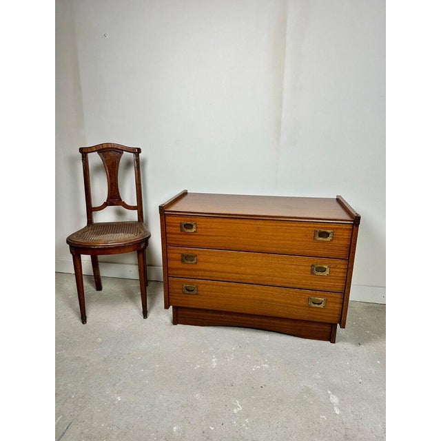 Brown Marine Chest of Drawers in Teak Veneer from Gautier, France, 1960s For Sale - Image 8 of 9