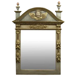 French Polychromed and Parcel-Gilt Mirror, 19th Century