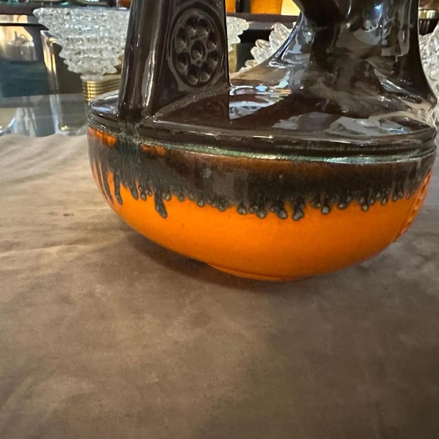 1970s Modernist Fat Lava Brown and Orange Ceramic West German Jug For Sale - Image 12 of 12