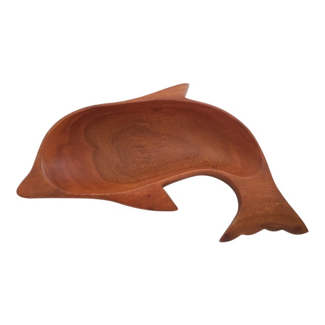 Vintage Camaru Teak Dolphin Nut Bowl For Sale