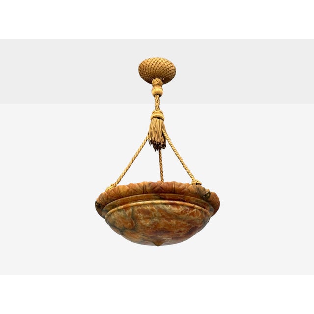 Swedish Art Deco, Pendant Light, Rope, Alabaster, Sweden, 1930s For Sale - Image 4 of 12