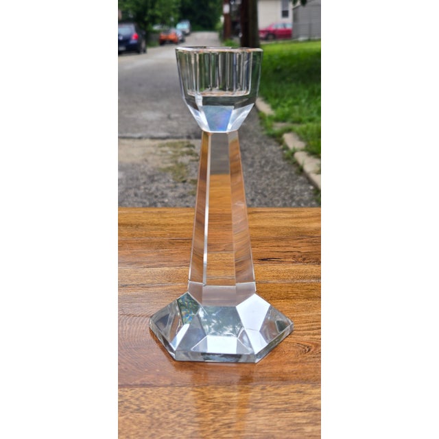 Vintage Linden Crystal Quartz Desk Clock With Faceted Glass Case For Sale - Image 4 of 12