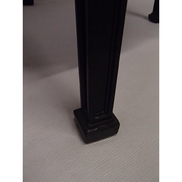 1920s Large Black Round Salon or Side Table with Lacquered Legs and Silver Trim, 1920s For Sale - Image 5 of 9