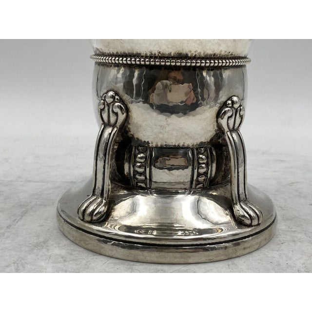 Early 20th Century Danish C. Heise Silver Hand Hammered Vase For Sale - Image 5 of 7