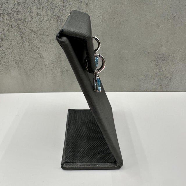 Contemporary Blue Topaz Dangle Earrings in Sterling Silver - 8x6mm Pear Cut, 3g, New, A Pair For Sale - Image 3 of 5