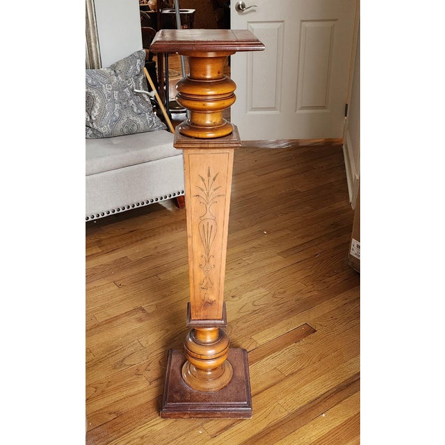 Vintage Neoclassical Revival Style Wooden Display Pedestal Stand For Sale - Image 9 of 9