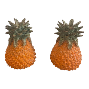 Pair of Vintage Italian Mid-Century Ceramic Pineapple Candleholders