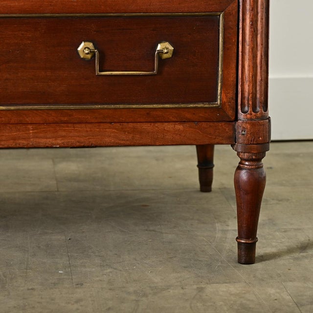 French 19th Century Louis XVI Style Walnut & Marble Commode For Sale In Baton Rouge - Image 6 of 12