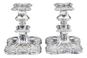 Silver-Plated Candlesticks, 1950s, Set of 2