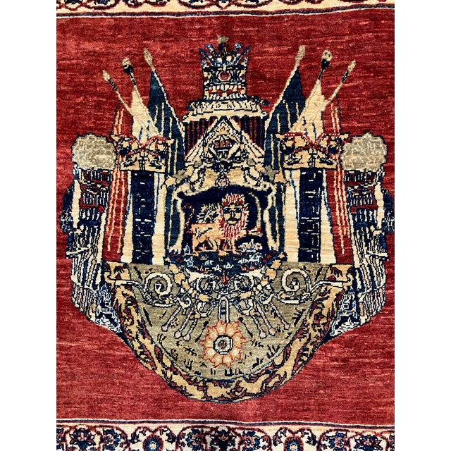Vintage Hand-Knotted Persian Kashkoli Lion & Crown Symbol Rug 3'4" X 3'7" For Sale In Washington DC - Image 6 of 6