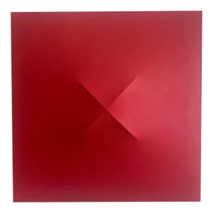 Tom Scmitt 1968 Shaped Canvas 3 Dimensional Acrylic on Canvas in Red