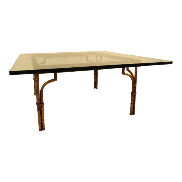 Vintage Hollywood Regency Coffee Table in Gilt Finish For Sale