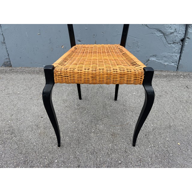 1960s High Back Chair, Italian , Chiavari Style, Buffa, Ponti Style, Cane, Black For Sale - Image 12 of 13