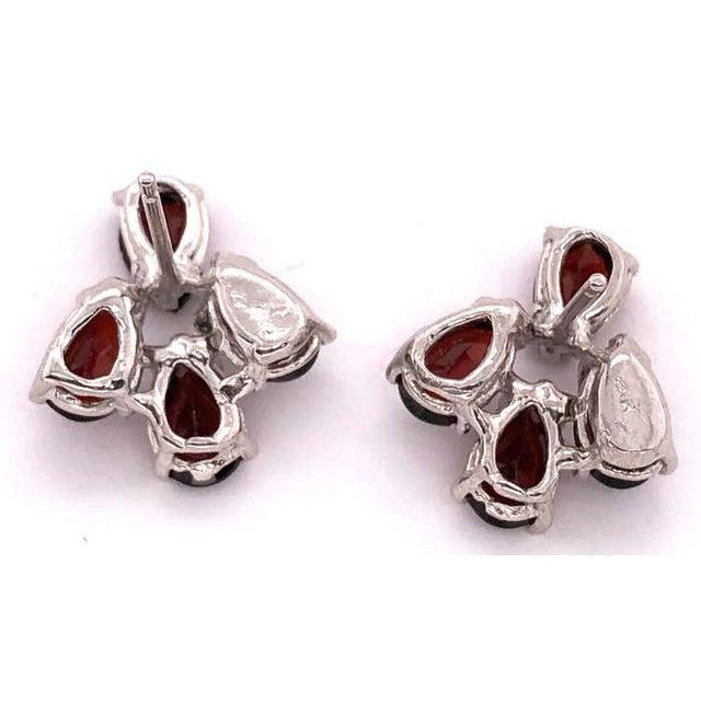 Modern 14 Karat White Gold and Garnet Earrings For Sale - Image 3 of 7