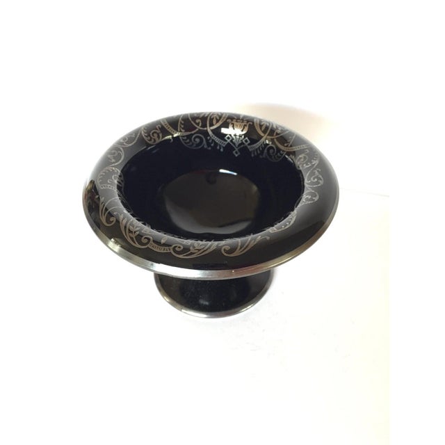 Art Deco Black Glass Candy Dish With Sterling Silver For Sale In San Francisco - Image 6 of 8