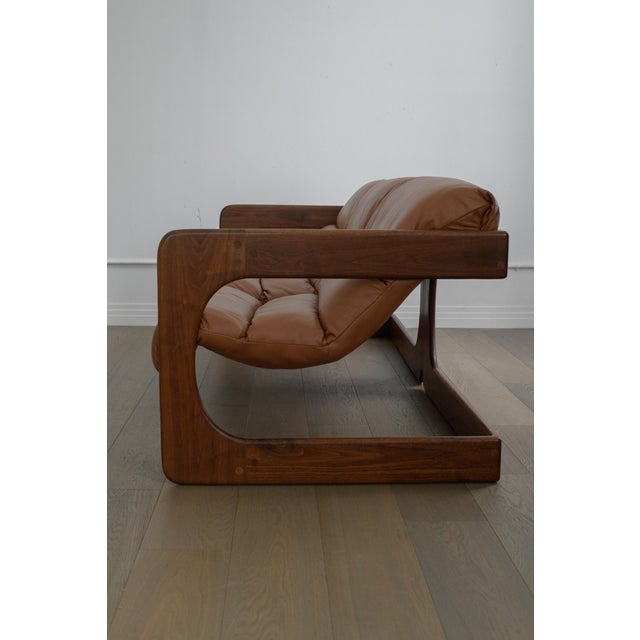 Three-Seat Sling Sofa, Oak & Leather, Attributed to Lou Hodges 1970s For Sale In Los Angeles - Image 6 of 7