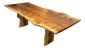 Contemporary Acacia Live Edge Trestle Dining Table