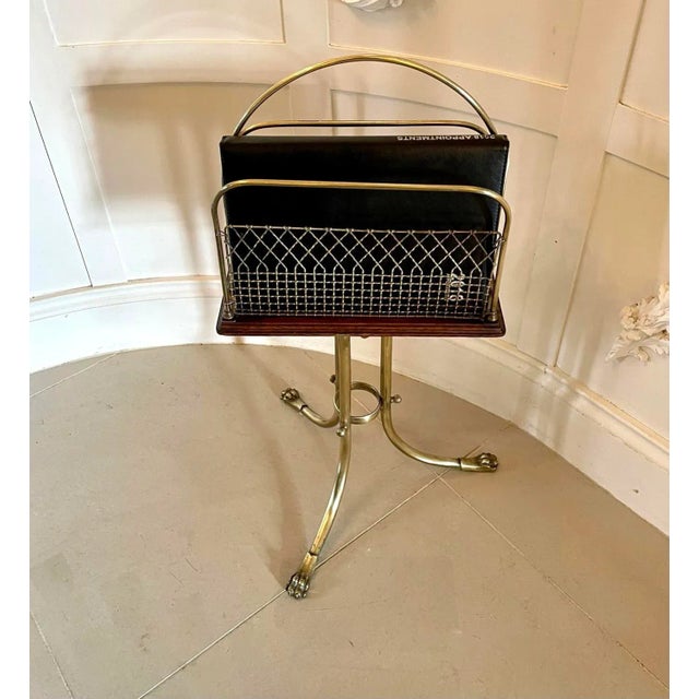 Victorian Brass and Mahogany Revolving Magazine Stand, 1860s For Sale - Image 4 of 12