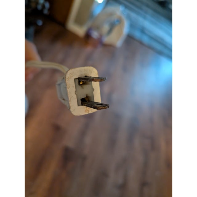 Vintage White Wood Wicker Floor Lamp For Sale - Image 11 of 12