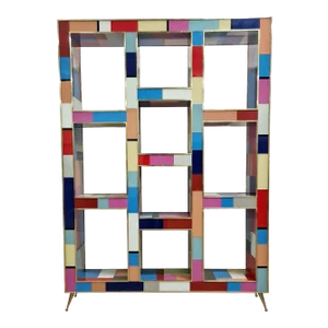 Multicolor Murano Glass Bifacceral Shelf, 1980s