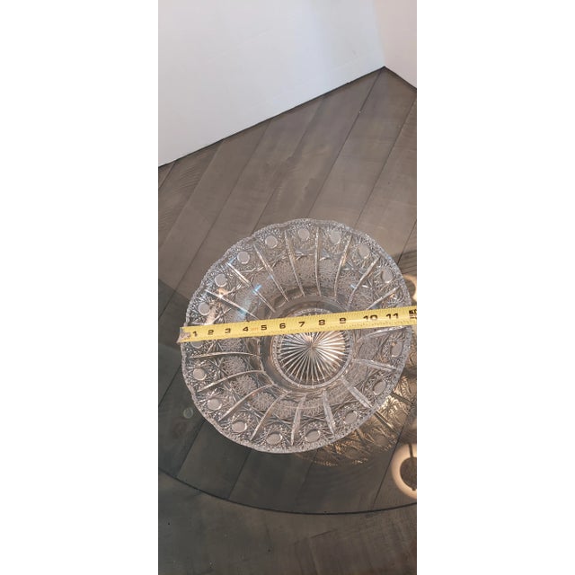 Large 1970s Ornate Carved Bohemia Crystal Centerpiece Bowl For Sale - Image 9 of 10