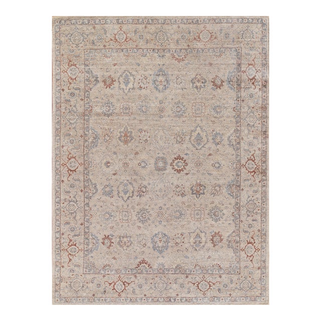 Exquisite Rugs Harper Hand-Knotted New Zealand Wool Beige/Blue Rug-12'X15' For Sale