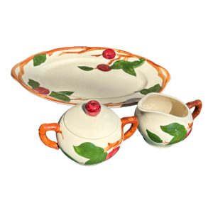Vintage Franciscan Apple Sugar Bowl, Creamer & Platter Set