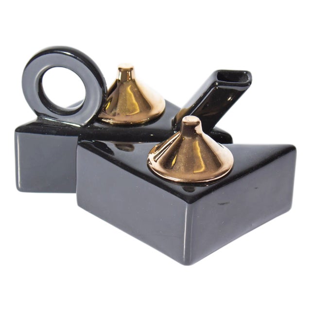 Late 20th Century Feltman Langer Ceramic Postmodern Cream and Sugar For Sale